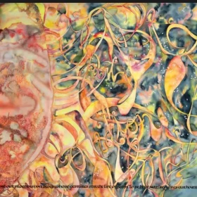 "Everything Is Indeed Reaching Out to Everything Else," 30-foot watercolor detail by Zan Lombardo, 2011