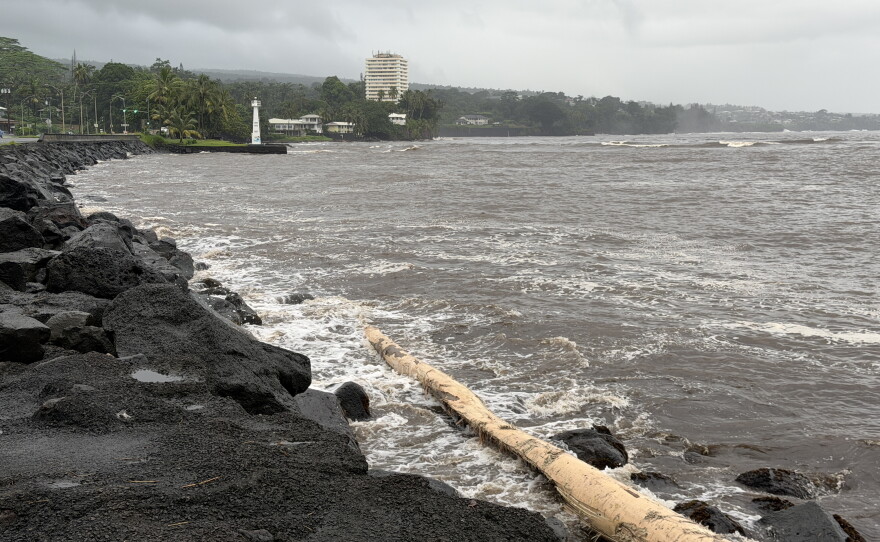 The view of a stormy Hilo Bay in the late afternoon on Saturday, Sept. 26, 2026