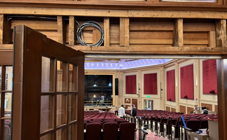 Work was still wrapping up at the Zeiterion a few days before the building inspection. The historic Zeiterion theater in New Bedford is reopening after a two-year, $37 million renovation. Images from Jan. 6, 2026 — 11 days before the opening show.