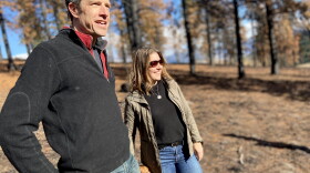  Peter and Shannon Polson with their dog, Bonnie. For six years, the Polsons thinned trees, chopped off limbs, and built a home resistant to fire to prepare their property for when the flames would come.