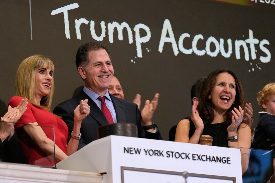 Michael and Susan Dell, left, ring the opening bell at the New York Stock Exchange in New York, Wednesday, March 25, 2026. 