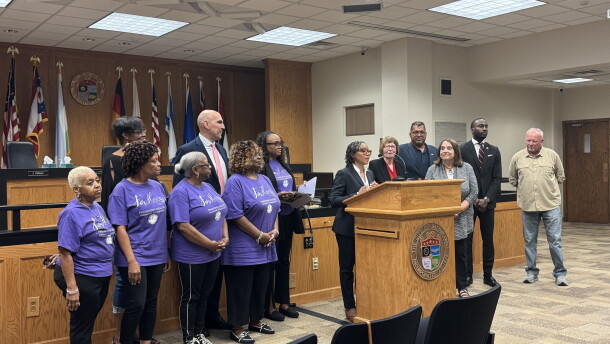 Dayton city commission were joined by Montgomery County commissioners and representatives from the Black Women's Health Initiative Monday for a press conference to discuss the threats to Medicaid health insurance and SNAP food assistance.