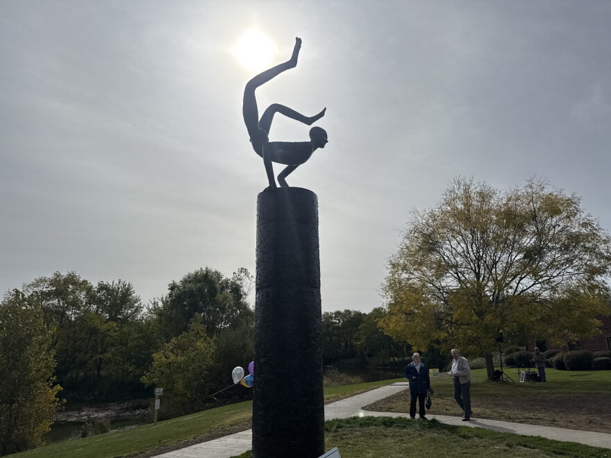 Terrafly, a 16-foot sculpture created by renowned Indian artist K.S. Radhakrishnan, was donated to the town of Pittsford by the Dogra Art Foundation. It was installed in the town's King's Bend Park and unveiled on Saturday, Oct. 10, 2026.