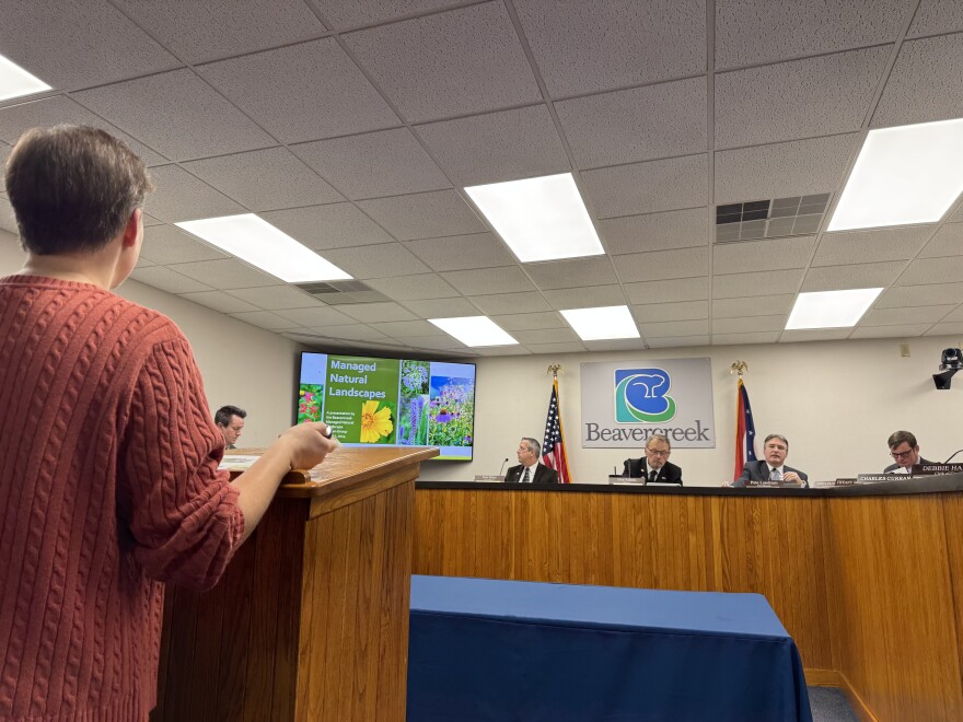 A resident gave a presentation on the benefits of native plant lawns—or "managed natural landscapes"—at a Beavercreek City Council meeting on Jan. 27.