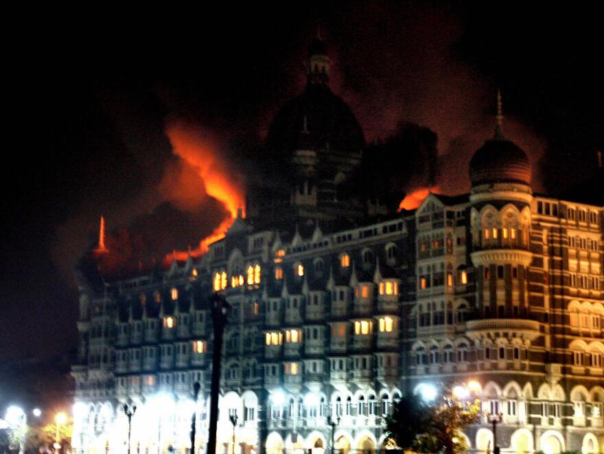 The Taj Mahal Palace hotel on the night of the Mumbai terrorist attacks in 2008. Nearly 80 people were killed and an estimated 200 to 350 injured across the city that night. <em>The Siege</em> chronicles the events in the hotel.
