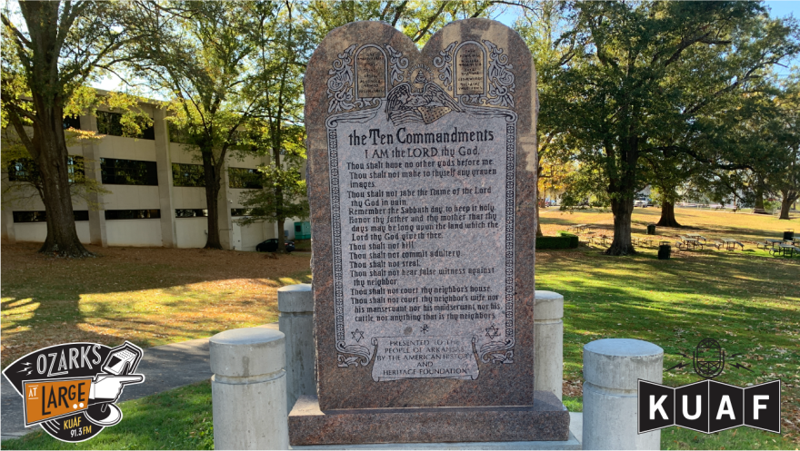 The Ten Commandments Monument in Little Rock, Arkansas.