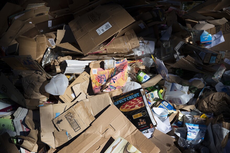 Recycling is shown on Sunday, July 30, 2017, at the Orcas Island Transfer Station on Orcas Island. KUOW Photo/Megan Farmer