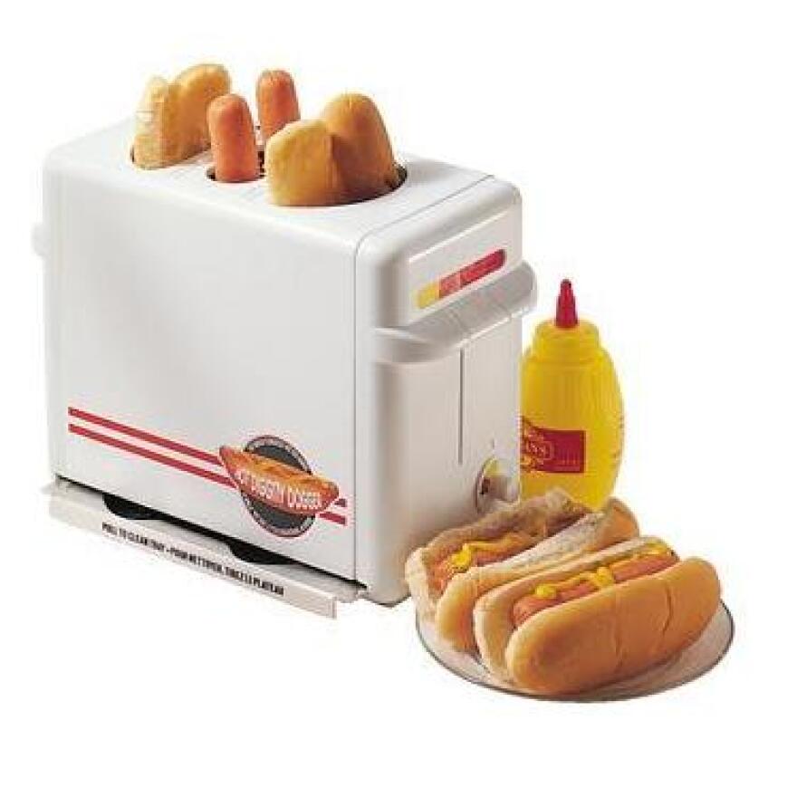 A signature SkyMall item: The hot dog bun toaster.