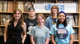 The Kentucky Broadcasters Association gave WKMS the 2026 College Program of the Year Award, recognizing the work produced by Murray State University students interning with the station for their excellence in news reporting, production, promotions, listener interaction, digital content, social media content and overall delivery. WKMS interns from the Spring 2026 semester include (from left to right): Shelby Bloomer, Jamison Miller, Annabelle Massa, Will Darnall and Kailee Greer.