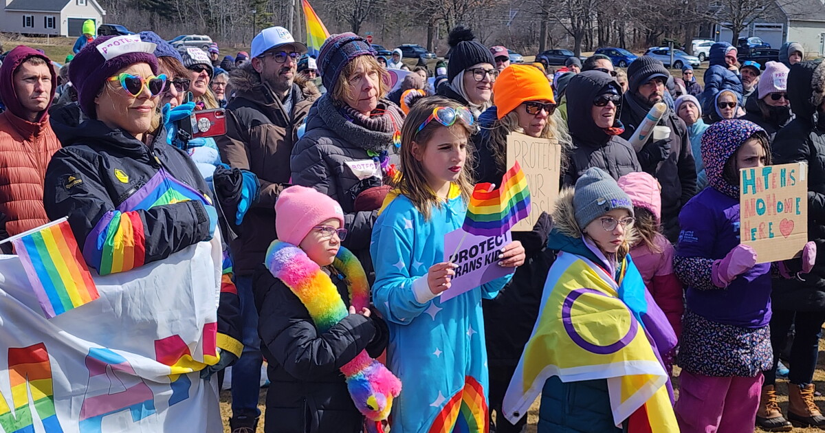 Hundreds rally for LGBTQIA+ rights in Cumberland | Connecticut Public