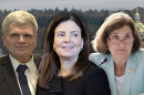 Incumbent Republican Gov. Kelly Ayotte (center) is facing a reelection challenge from Libertarian Stephen Villee (left) and Democrat Cinde Warmington (right).