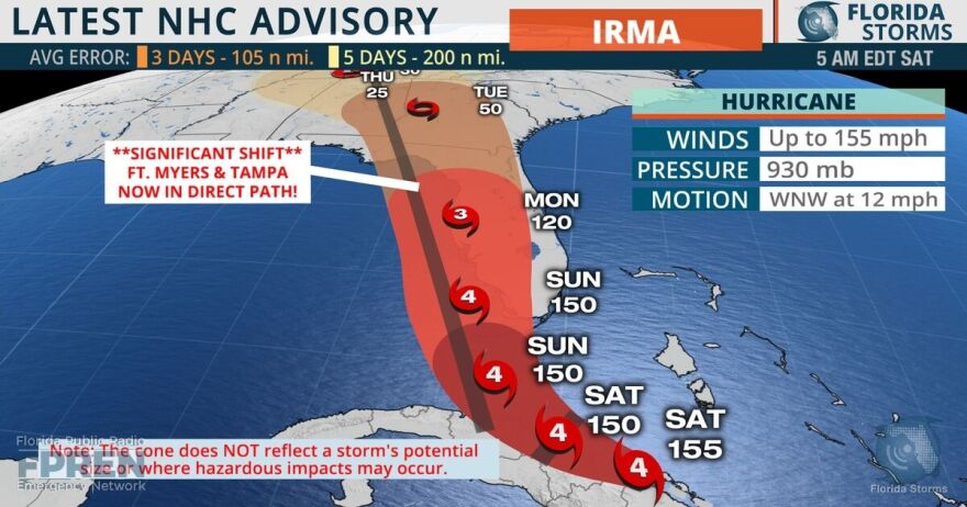 Latest advisory from the National Hurricane Center. Sat. 9/9/17 5 a.m. advisory