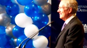Sen. Harry Reid delivers a victory speech on election night at the Aria resort in Las Vegas.