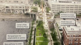 A proposal on display Dec. 12, 2022 for the Center of the Universe labeled as "the north approach" by presenters.