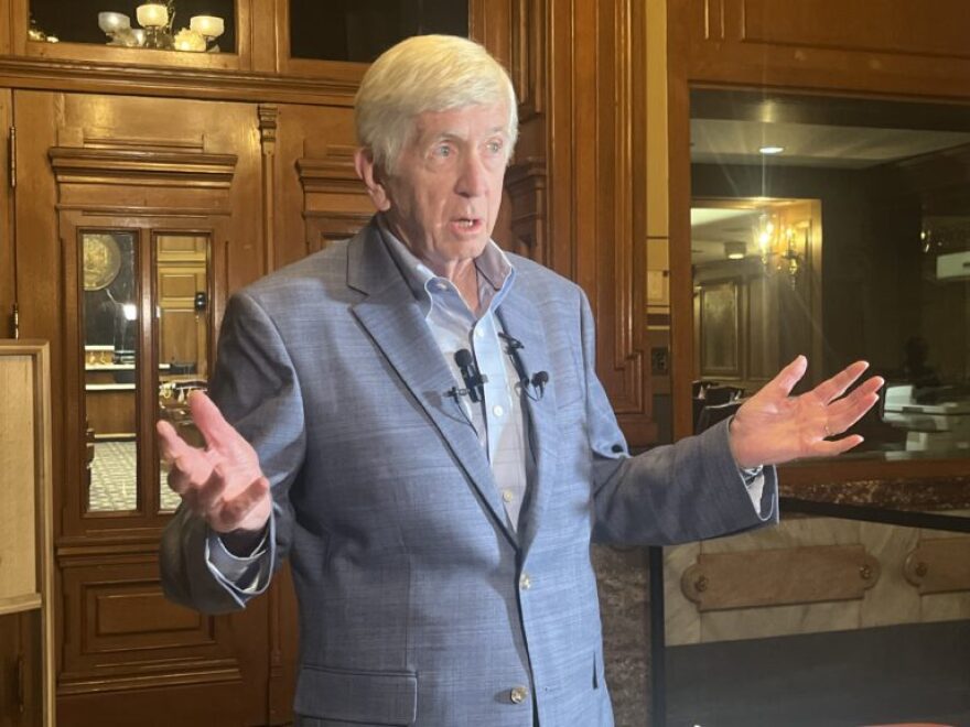 Rep. Ed DeLaney, D-Indianapolis, talks with reporters about an IEDC audit on Oct. 3, 2025.