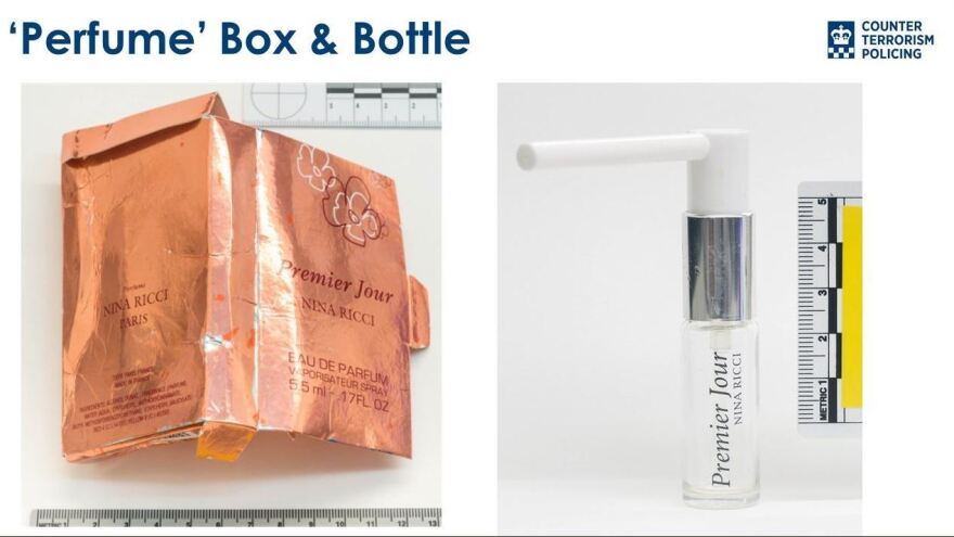 A counterfeit perfume box and bottle were "especially adapted" to smuggle a deadly nerve agent into the U.K., said Assistant Commissioner Neil Basu.