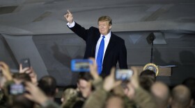 President Donald Trump addresses troops at Joint Base Elmendorf-Richardson on Thursday (Photo: Air Force Staff Sgt. Westin Warburton)