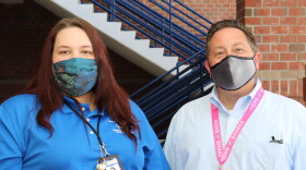 Alyssa Holmes of AmeriCorps/Boys & Girls Club of Martin County with Chris Jones, Principal of Hidden Oaks Middle School in Palm City, Florida