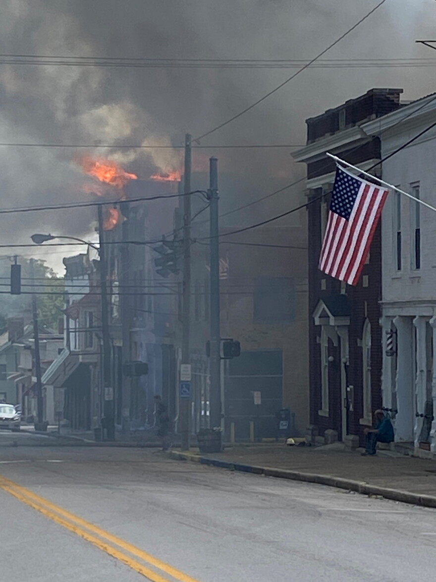 A fire in downtown Millersburg on Wednesday, June 22, 2022.