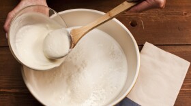 To make yogurt with an heirloom starter, add freeze-dried starter or a spoonful of yogurt to fresh milk.
