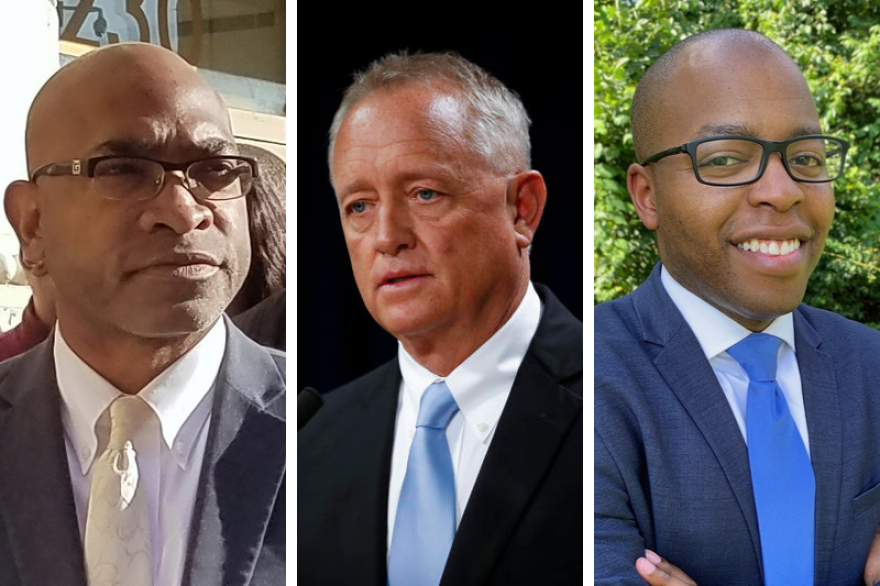 From left: Fanon Rucker (D), incumbent Joe Deters (R) and Gabe Davis (D). 