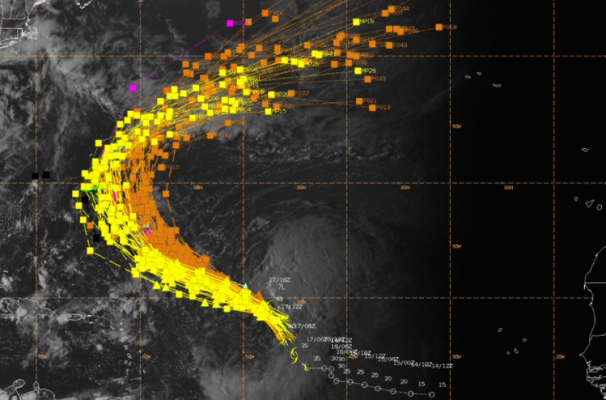 AI model guidance for Tropical Storm Gabrielle in 2025.