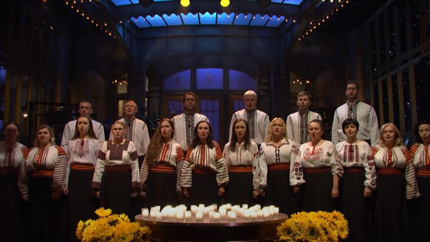 The Ukrainian Chorus Dumka of New York singing on "SNL" on Feb. 26.