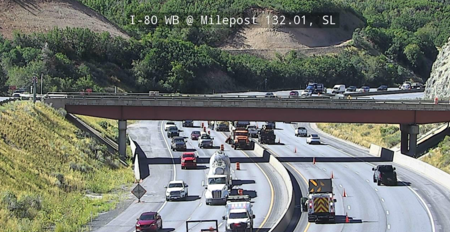 Crews closed the left lanes in either direction of Interstate 80 in Parleys Canyon Aug. 3 to repair a sinkhole.