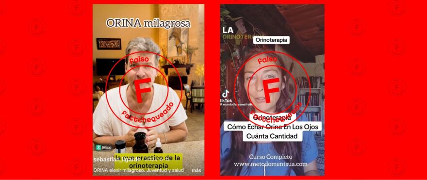 En TikTok circulan videos que promueven la orinoterapia y afirman que beber o aplicarse orina en diferentes partes del cuerpo sirve para curar enfermedades, mejorar la piel o tener una vista “renovada”. Es falso.