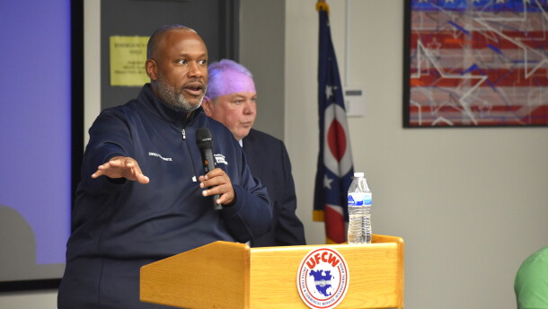 Franklin County Board of Elections Director Antone White speaks at a Franklin County Democratic Party meeting on September 22, 2026.