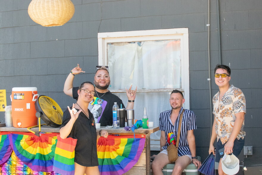 Austinites (from left to right) Miko Giddens, Andres Reyes, Joseph Gonzales, and Rolando Hernandez attended the inaugural Pride Marfa celebration last year and said they enjoyed the event so much they had to make the trek out to Marfa again.