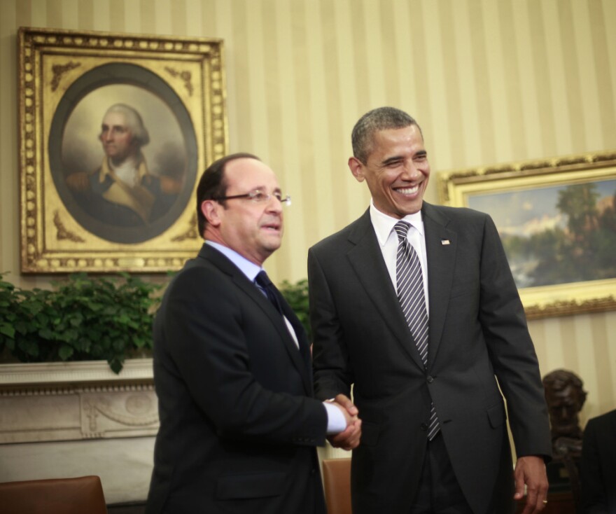 President Barack Obama meets with French President Francois Hollande on Friday in the Oval Office of the White House in Washington.