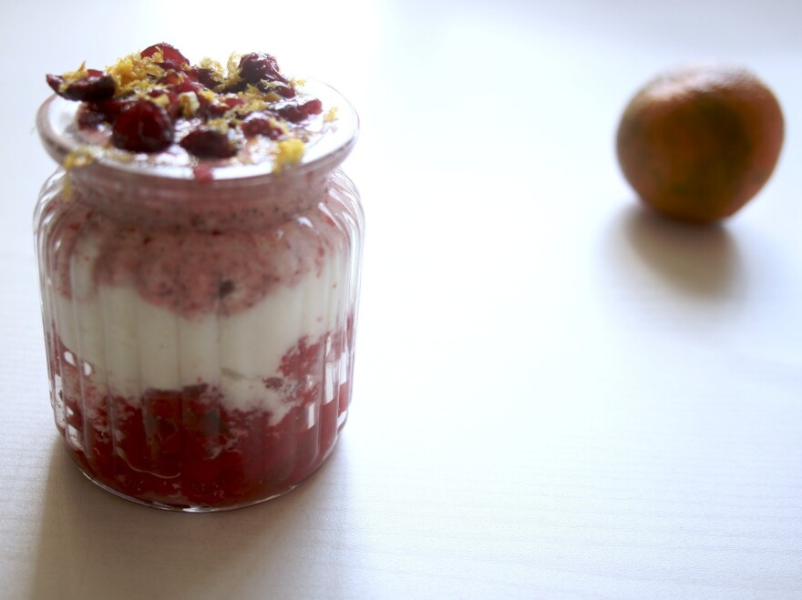 Zesty cranberry yogurt.