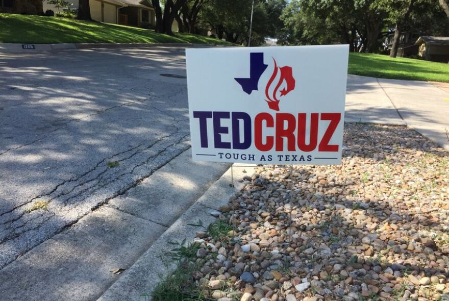 A yard sign supporting U.S. Sen. Ted Cruz in west Fort Worth on August 27, 2018.  