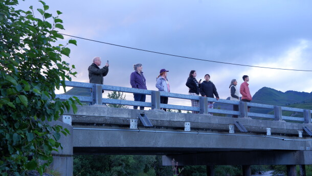 Tourists watch bears feeding on salmon from the Russian River Bridge on Aug. 11. Projects that are in the DOT draft STIP, like the Kodiak Short Trail and Sargent Creek Bridge replacement, would make bear viewing safer and more accessible in Women's Bay.