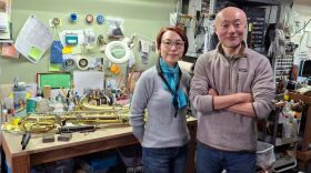 Maya and Masashi Tsuchiya at M's Music and Repair in Longmont, Colorado.