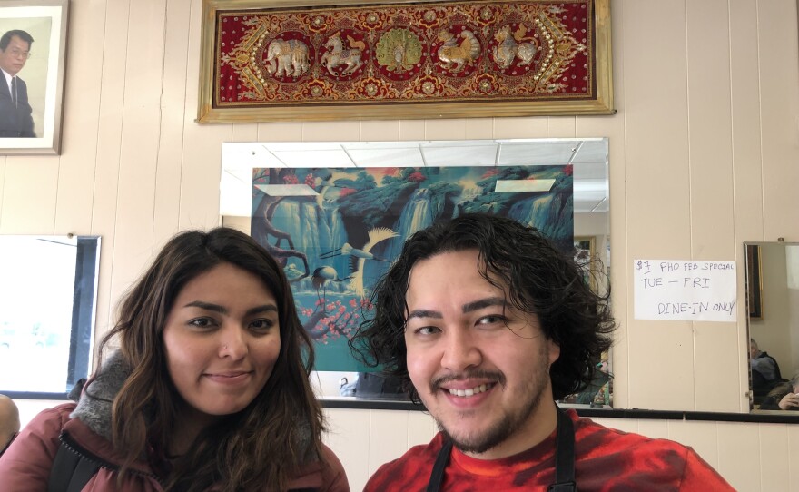 Cynthia Téllez Silva (left) and Nate Walden (right) pictured inside of Vientiane Noodle Shop at 3422 W National Ave in Milwaukee.