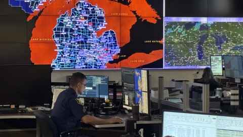 The inside the Michigan State Police State Emergency Operations Center