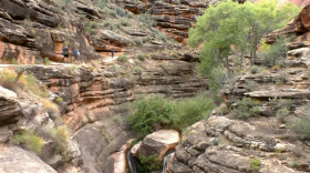 The Tapeats Narrows along the Bright Angel Trail, approximately one mile north of Havasupai Gardens in the Grand Canyon.