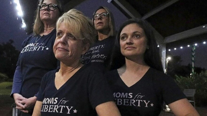 Moms for Liberty members are shown in Longwood, Florida, in November 2021.