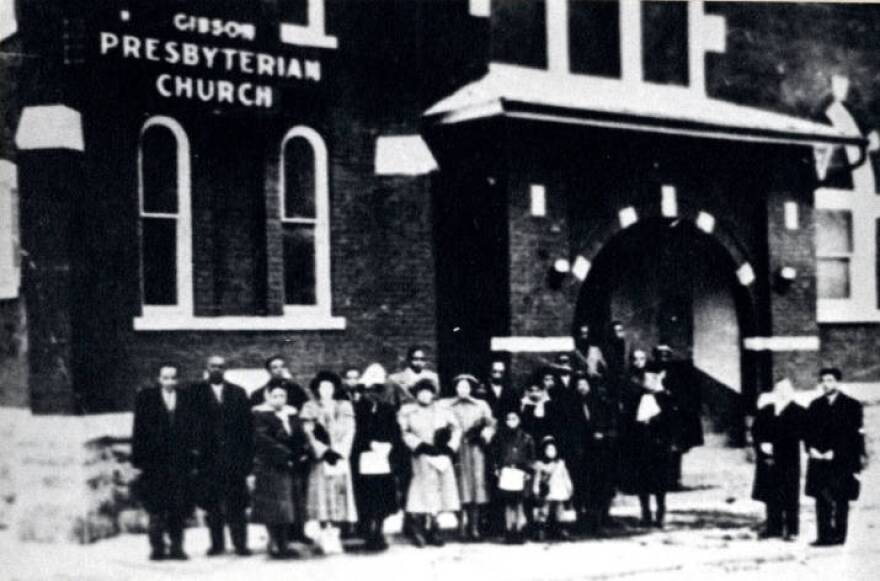 An old photo of Gibson Chapel Presbyterian in Springfield and some of its members