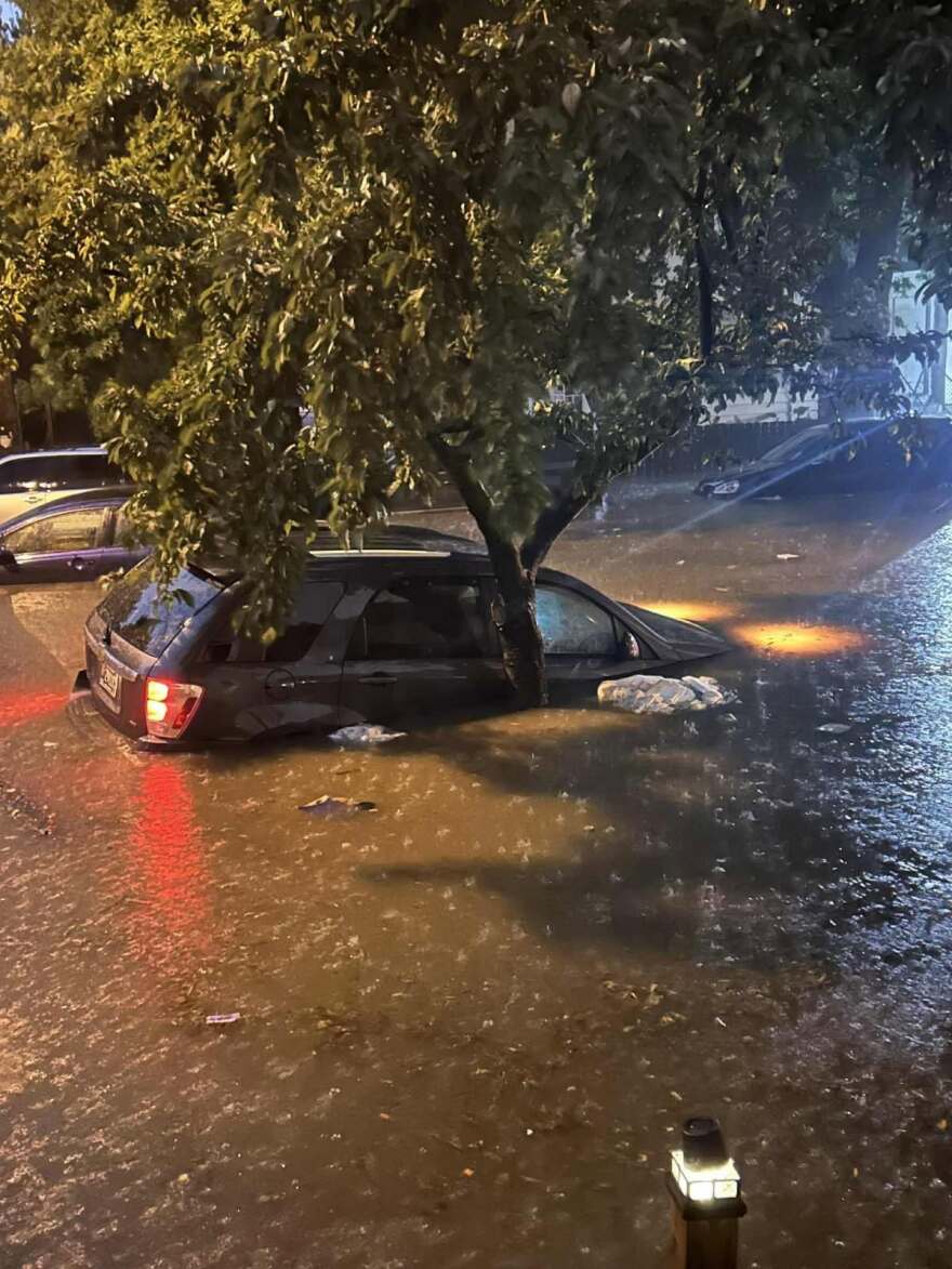 Edgar Mendez's car submerged during the August 2025 floods.