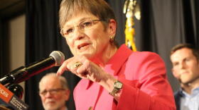 Kansas Governor Laura Kelly  (D) during her victory speech in November 2018.