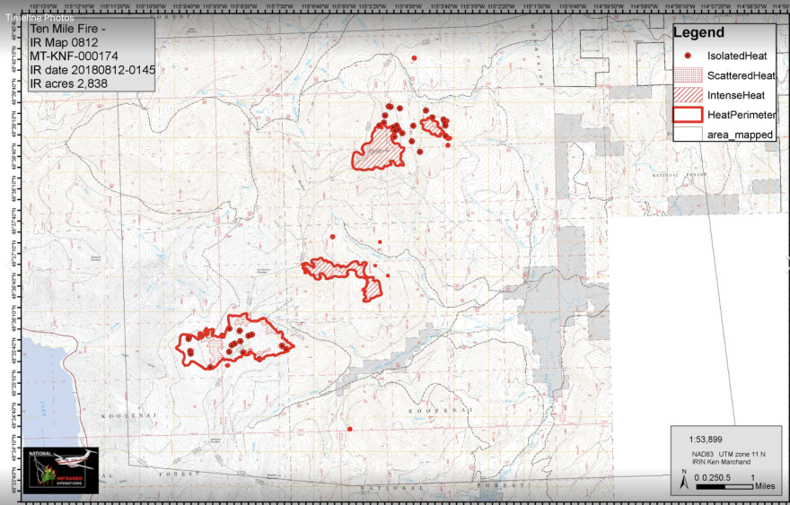 Latest mapping on the Ten Mile Fire on the Kootenai National Fortest