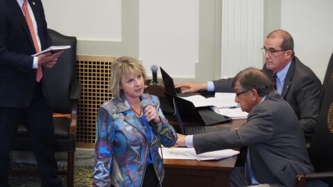 Rep. Denise Crosswhite Hader, R-Piedmont, asks a question during the House session on May 22, 2025.