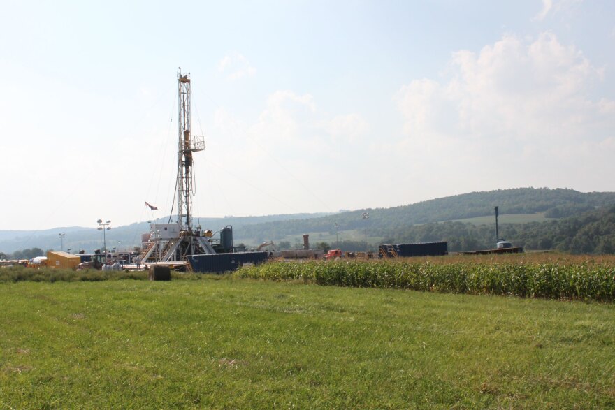 A drill rig in Bradford County, the area of today's leaking well.