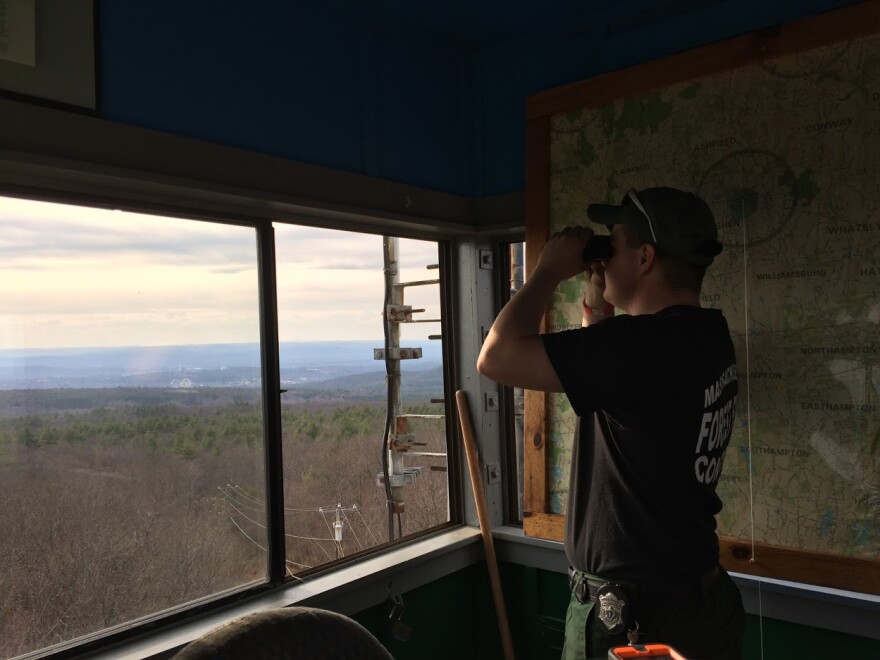 A view from a fire tower in western Massachusetts.