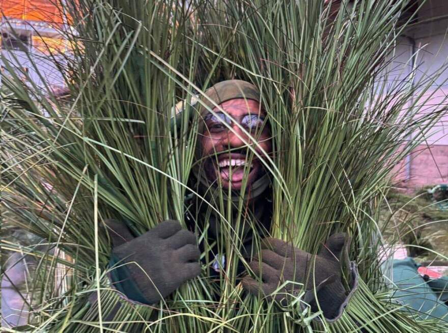 Andrew Athias in his grass costume. (Courtesy of Andrew Athias)