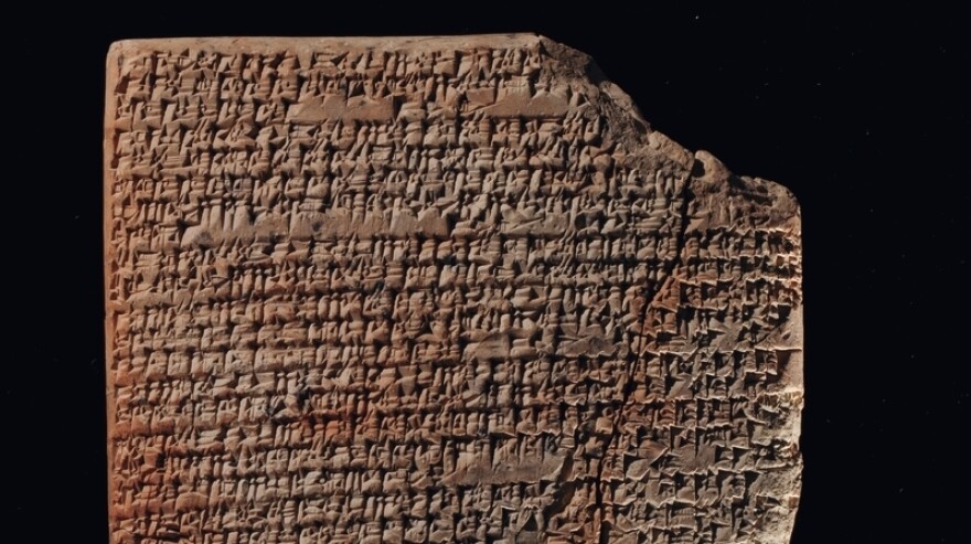 A recipe for kanasu broth  carved on a clay tablet from ancient Mesopotamia, which occupied the land between the Tigris and Euphrates rivers.