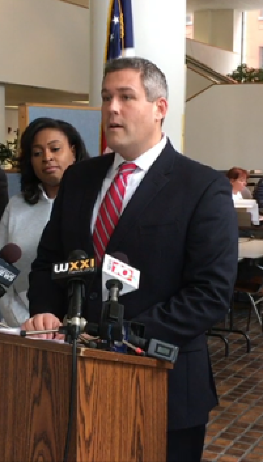 Clerk Adam Bello announcing his DMV proposal this week